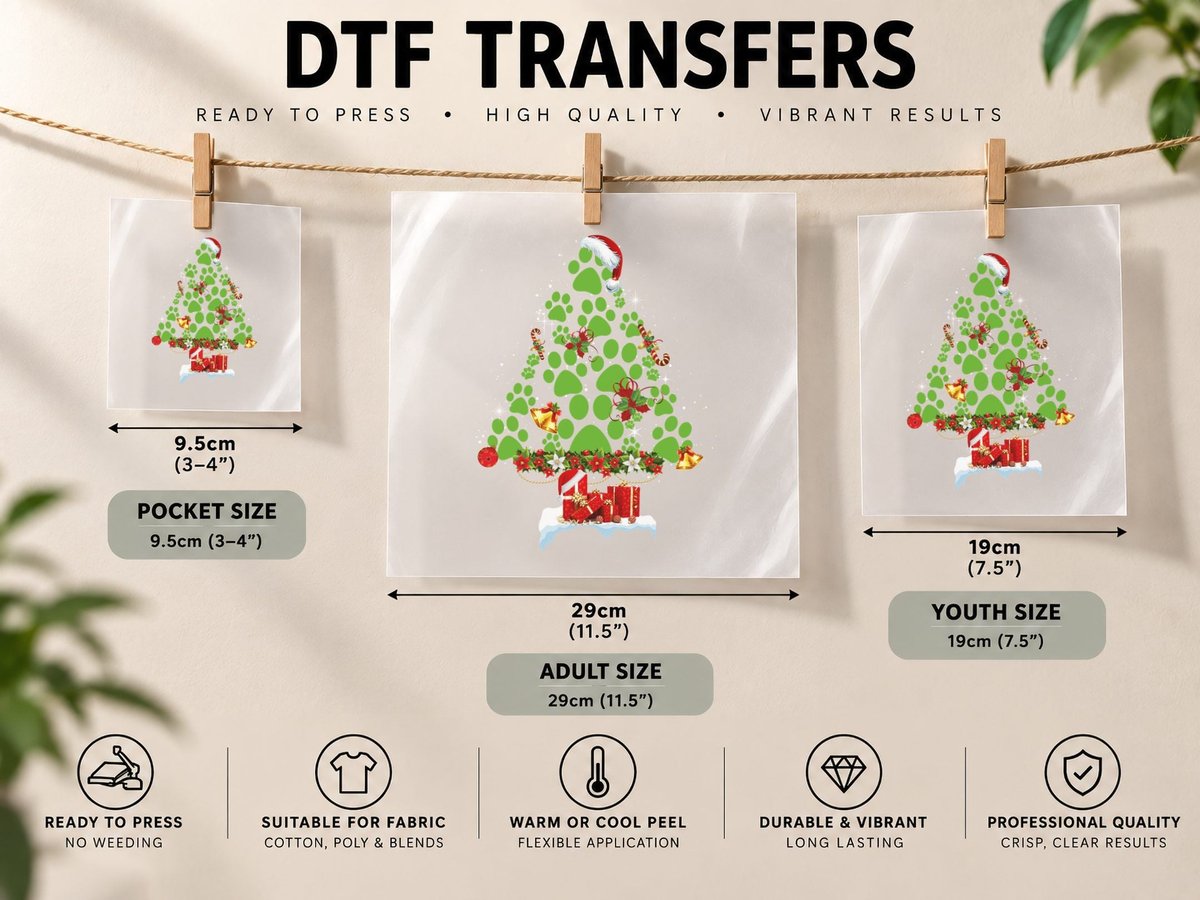 Christmas Paw Print, Festive Holiday Design, Pet Lover DTF Transfer Iron On