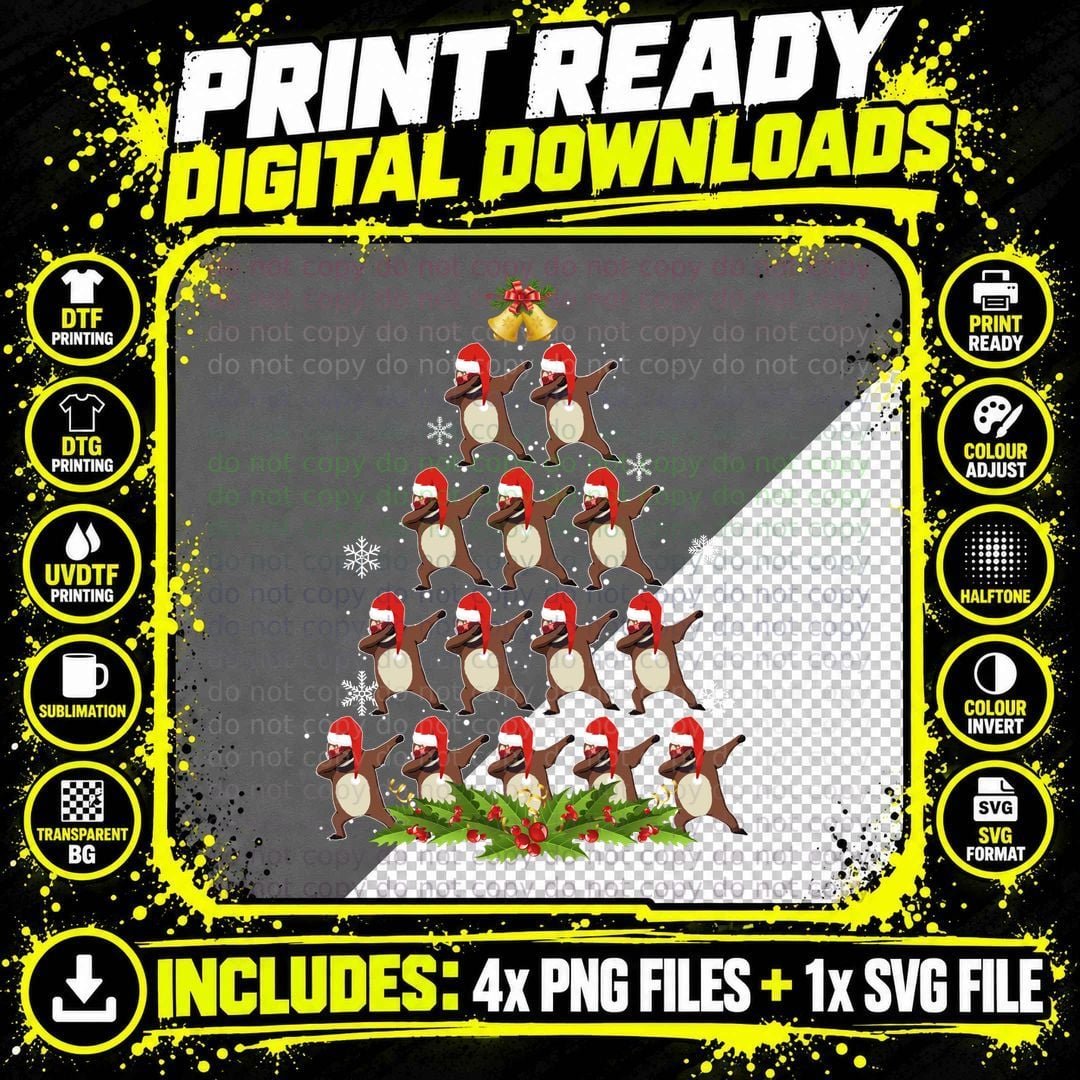 Christmas Penguin Tree T-Shirt, Festive Holiday Style Png SVG Digital Bundle