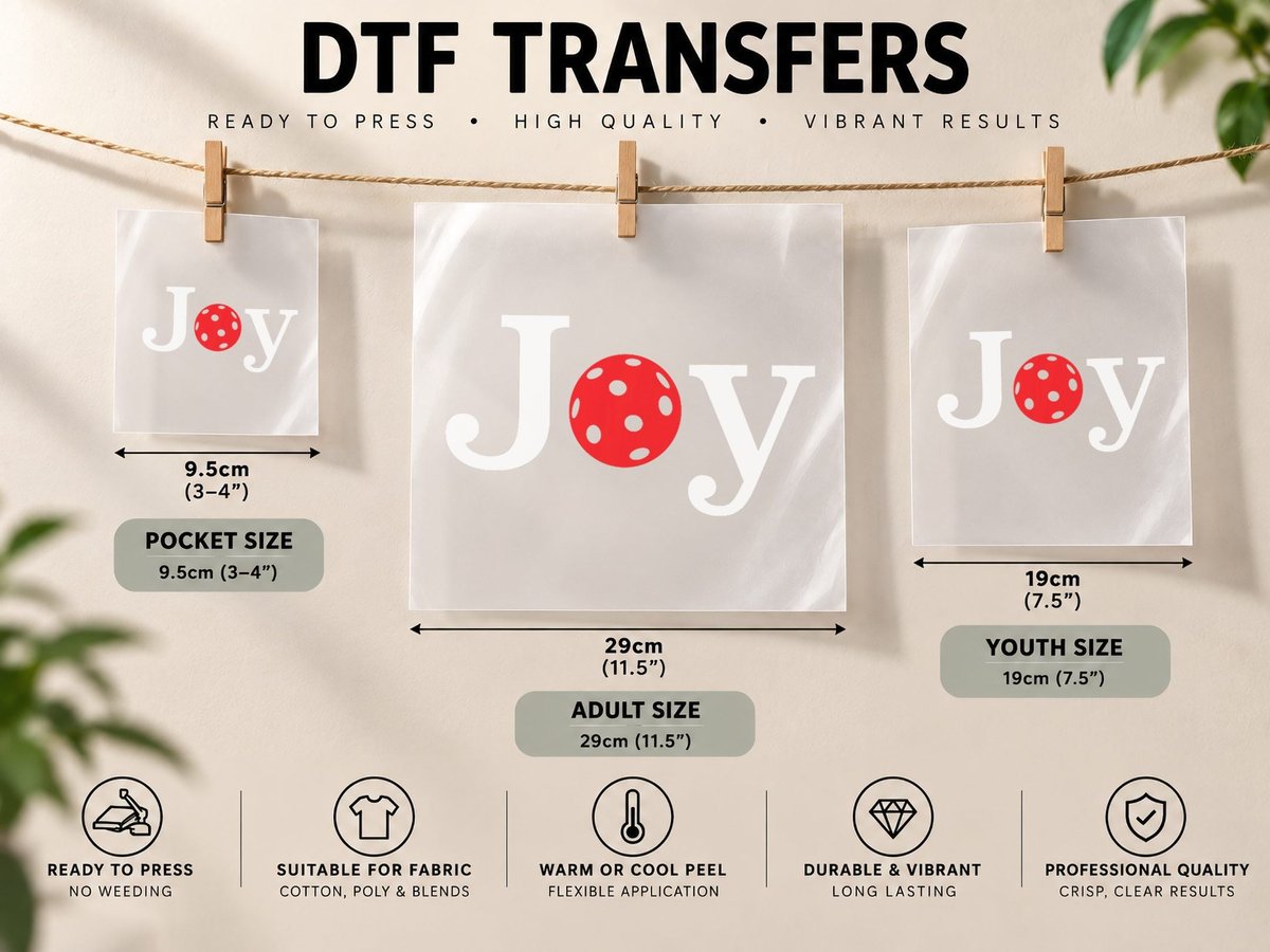 Christmas Pickleball Joy for Pickleball Player DTF Transfer Iron On