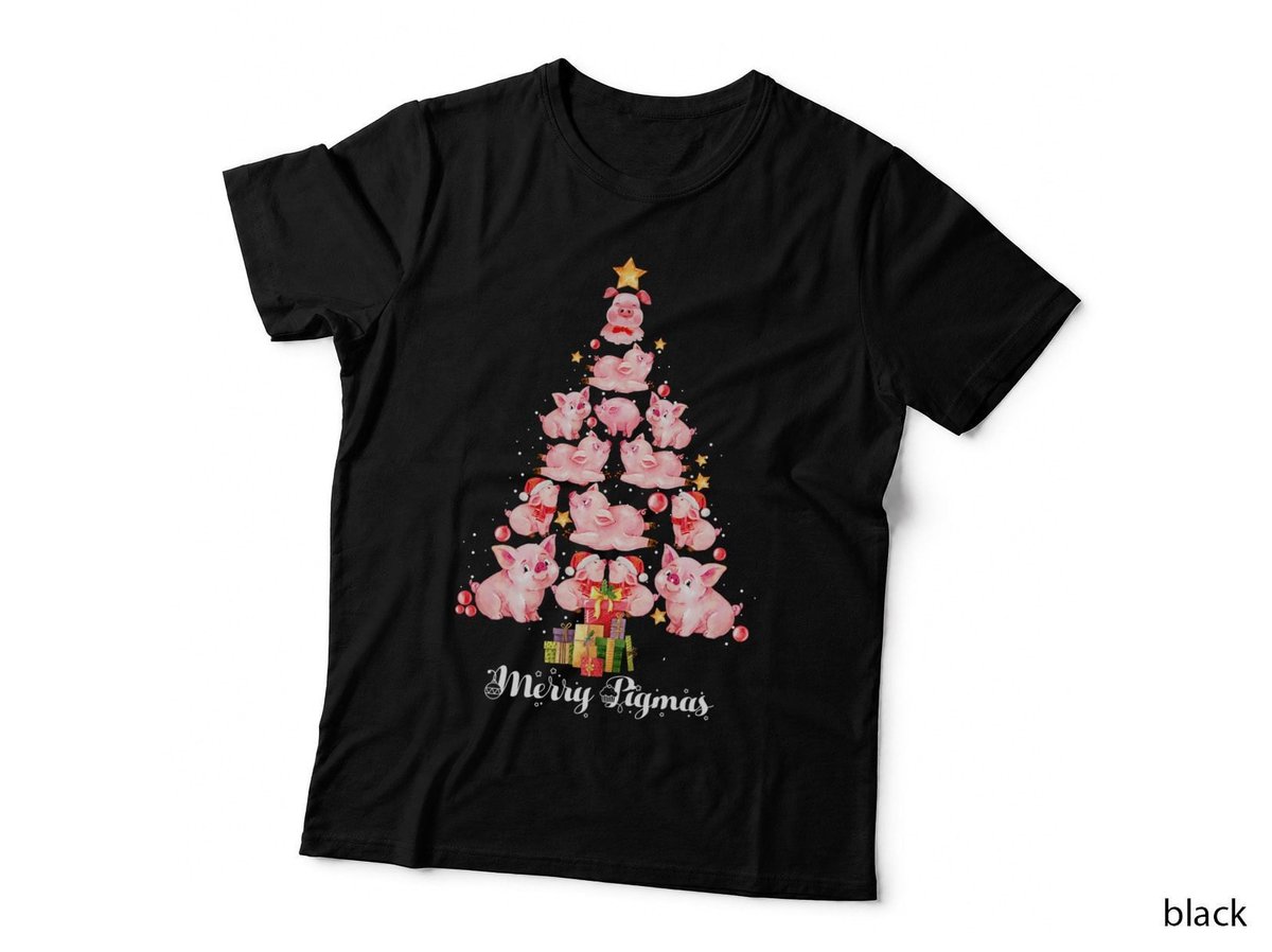 Christmas Pig Tree T-Shirt, Festive Holiday Print, Pet Lover Apparel