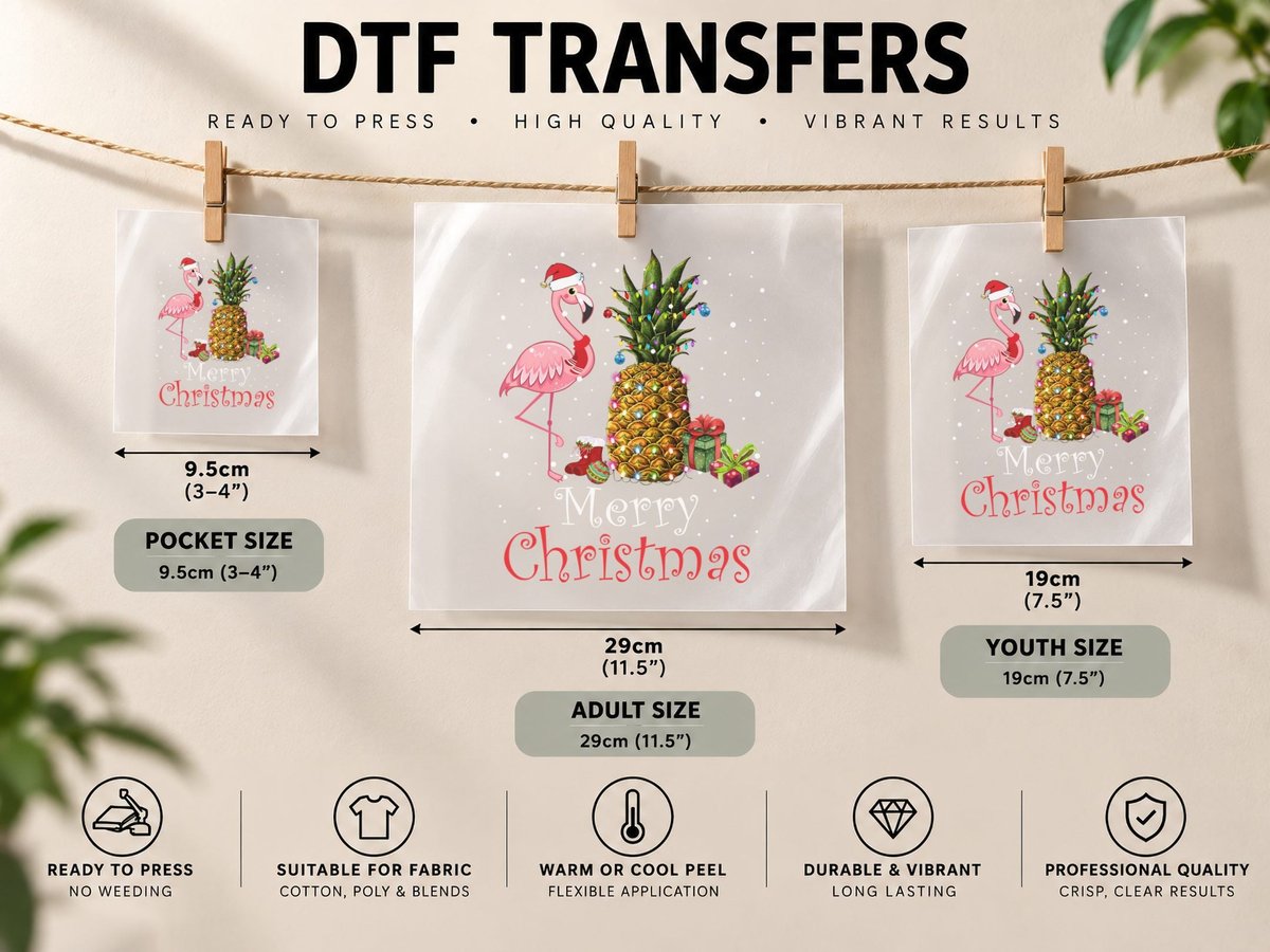 Christmas Pineapple, Festive Holiday Print, Holiday Vibes DTF Transfer Iron On