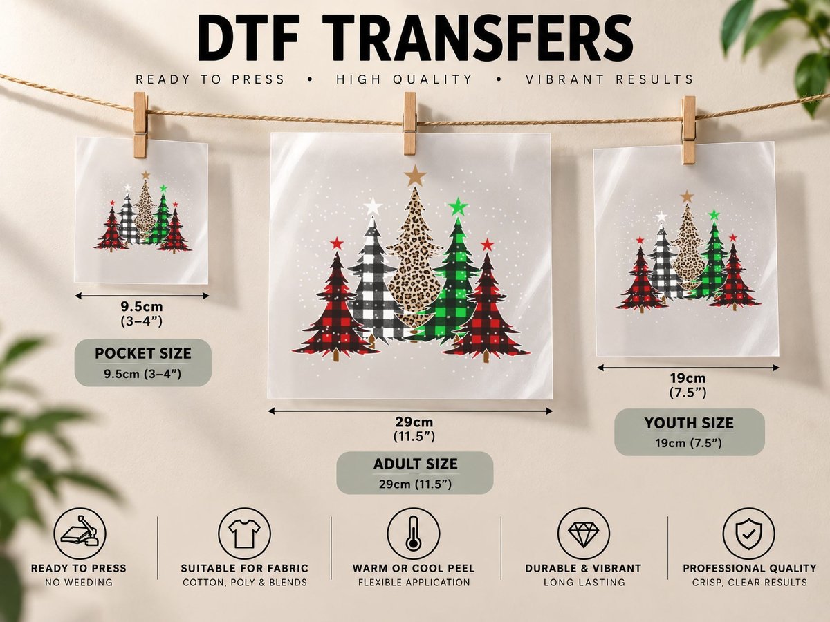 Christmas Plaid Leopard Tree, Festive Holiday Style DTF Transfer Iron On