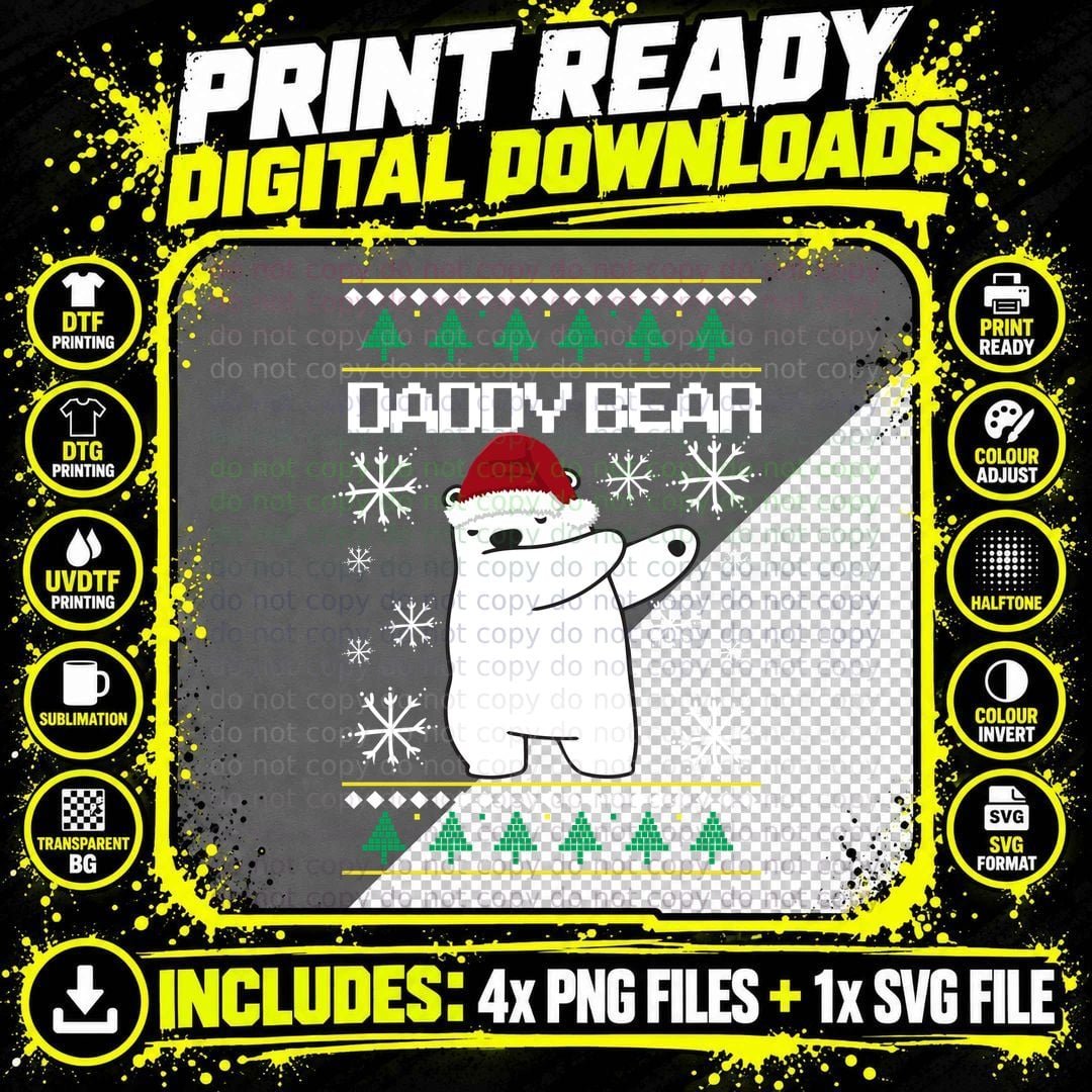 Christmas Polar Bear T-Shirt, Festive Holiday Theme Png SVG Digital Bundle