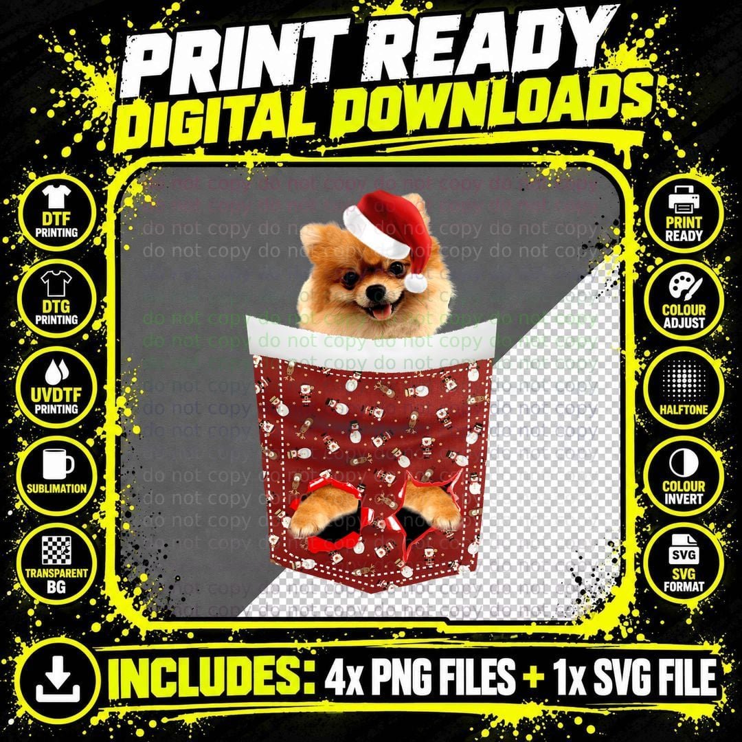 Christmas Pomeranian T-Shirt, Festive Pet Design Png SVG Digital Bundle