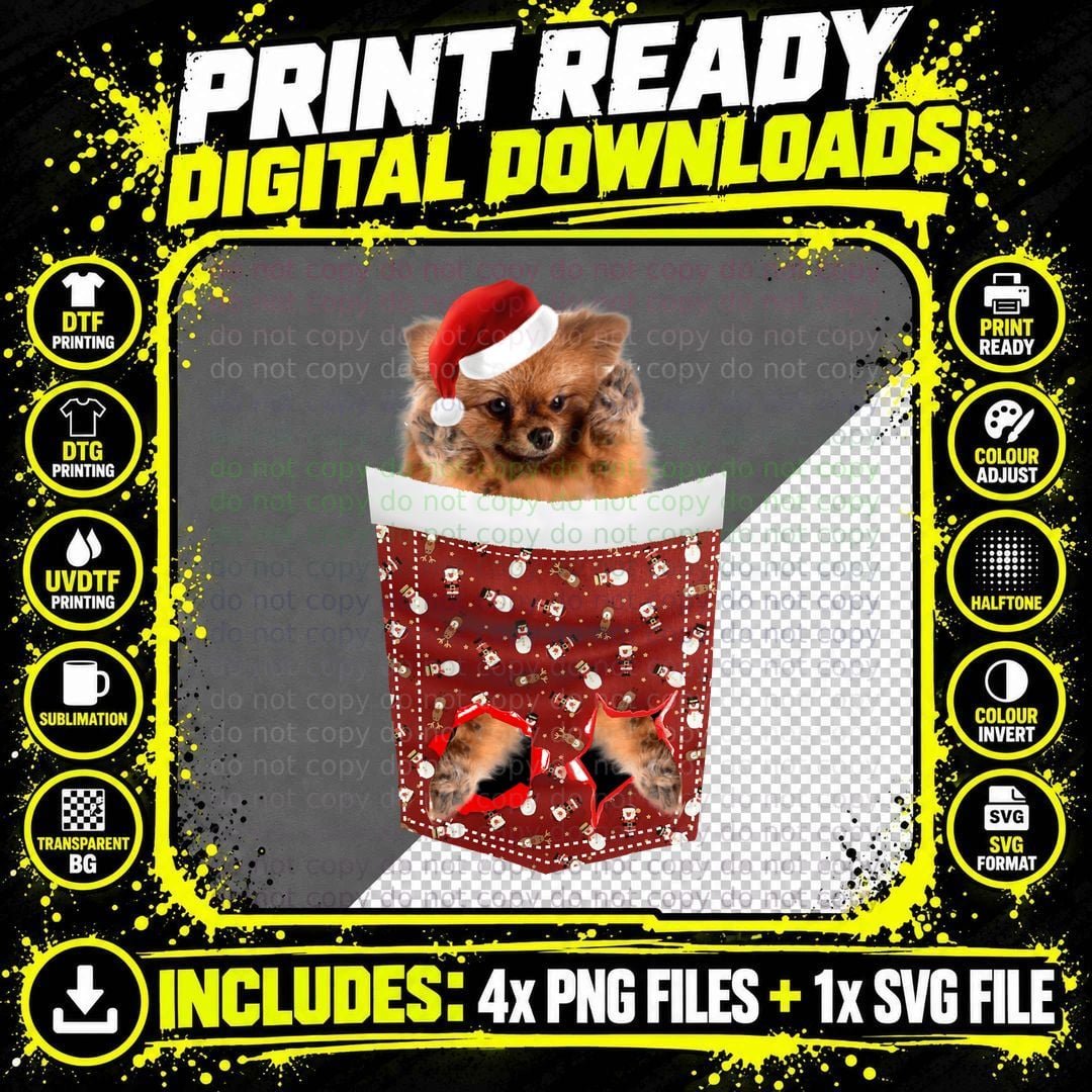 Christmas Pomeranian T-Shirt, Festive Pet Print Png SVG Digital Bundle