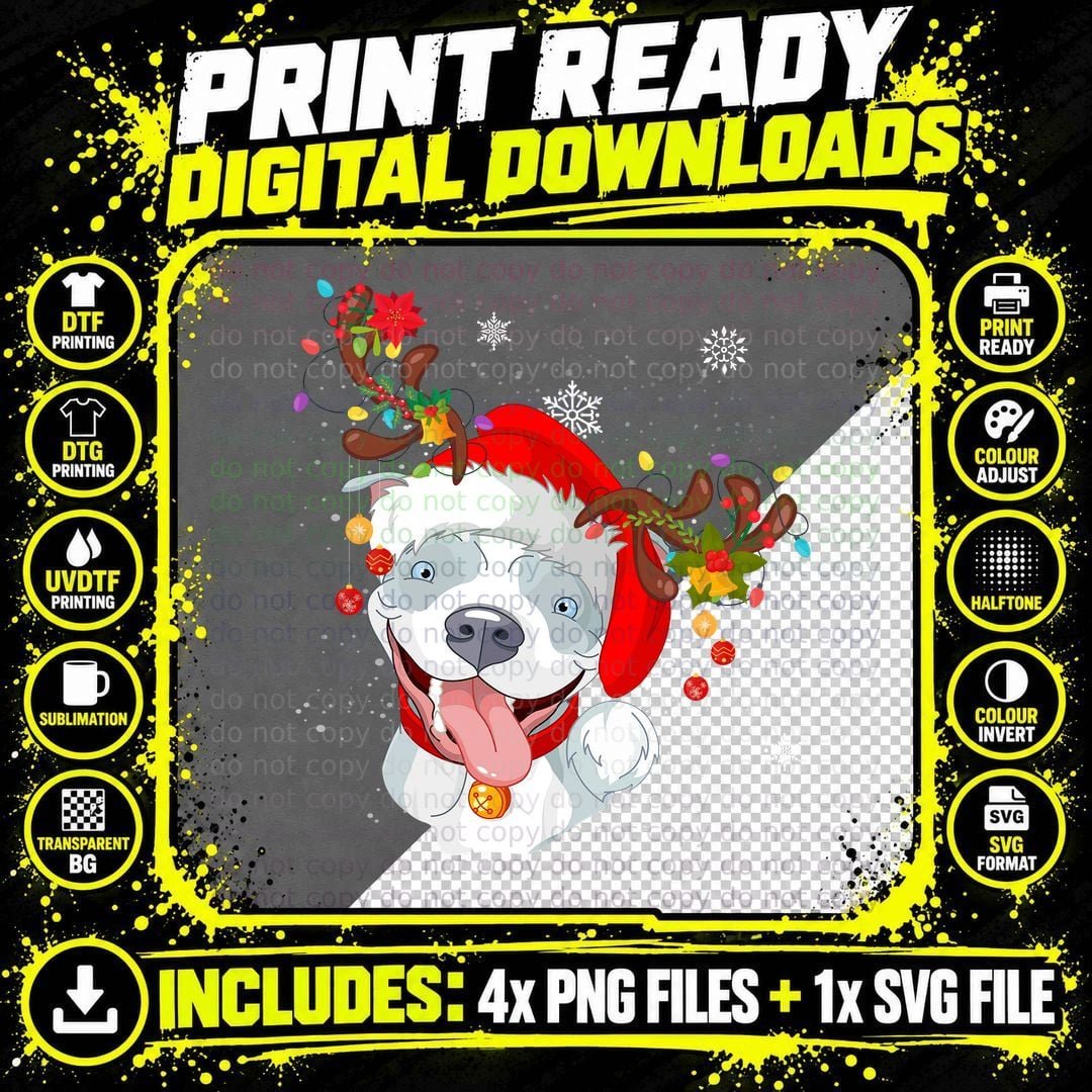Christmas Reindeer Dog T-Shirt, Festive Pet Apparel Png SVG Digital Bundle