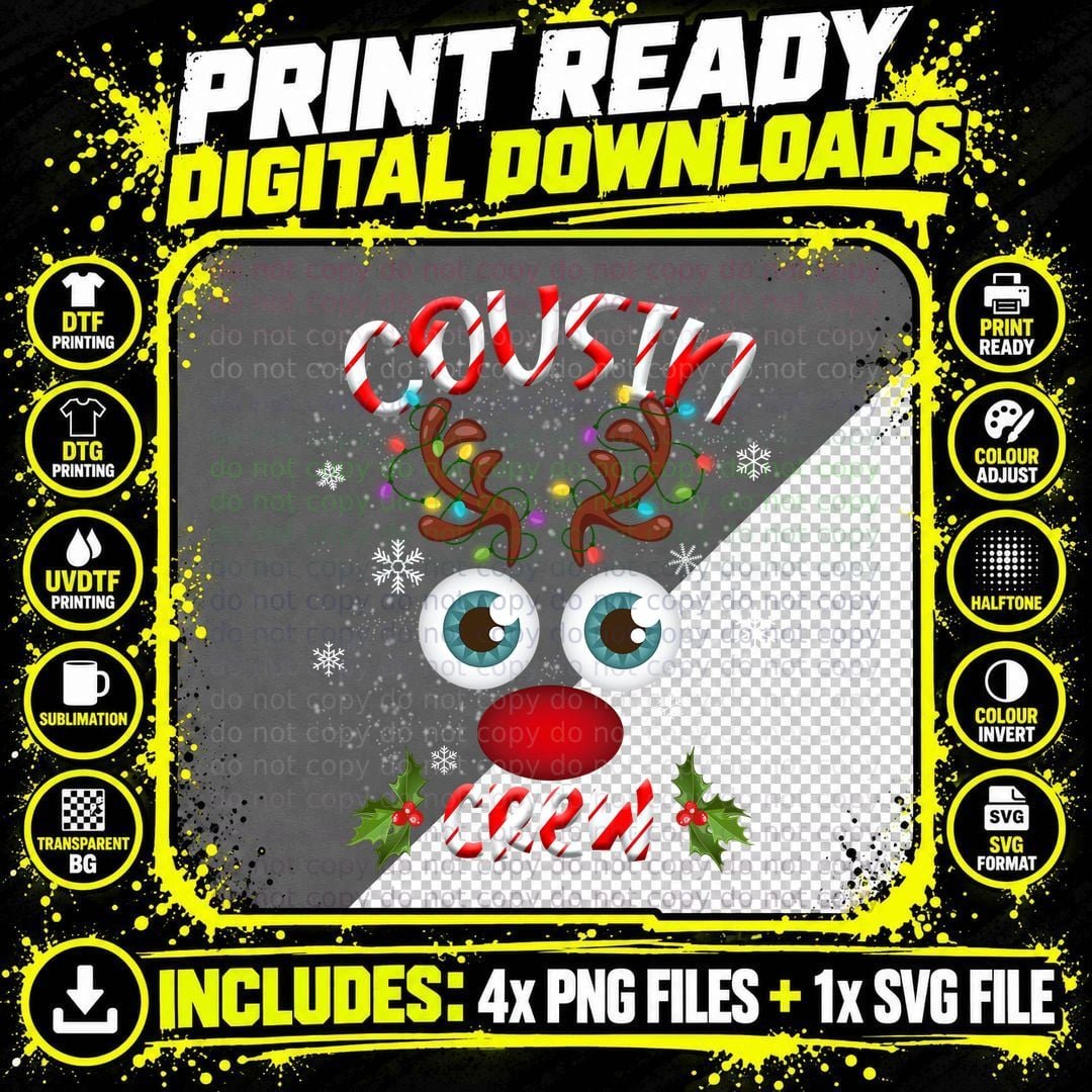 Christmas Reindeer T-Shirt, Festive Holiday Design Png SVG Digital Bundle