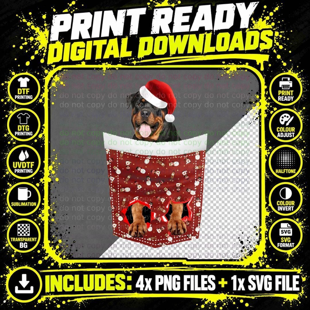 Christmas Rottweiler T-Shirt, Festive Pet Design Png SVG Digital Bundle