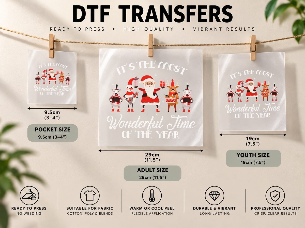 Christmas Santa Band, Festive Holiday Music DTF Transfer Iron On