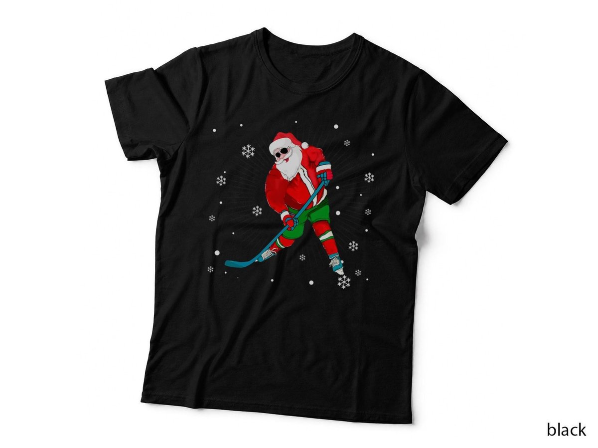 Christmas Santa Claus Player Ice Hockey Funny for Men Boys T-Shirt