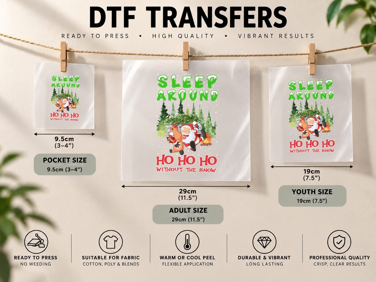 Christmas Santa Claus, Festive Holiday Theme DTF Transfer Iron On
