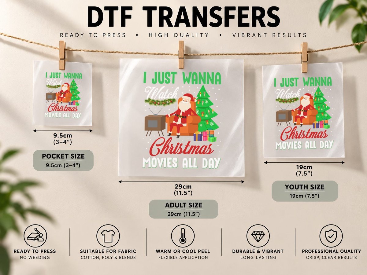 Christmas Santa Claus, Holiday Cheer, Festive Mood DTF Transfer Iron On