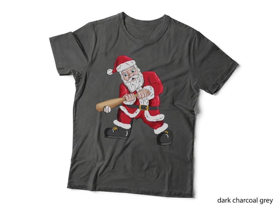 Christmas Santa Claus with Baseball Bat Baseball T-Shirt