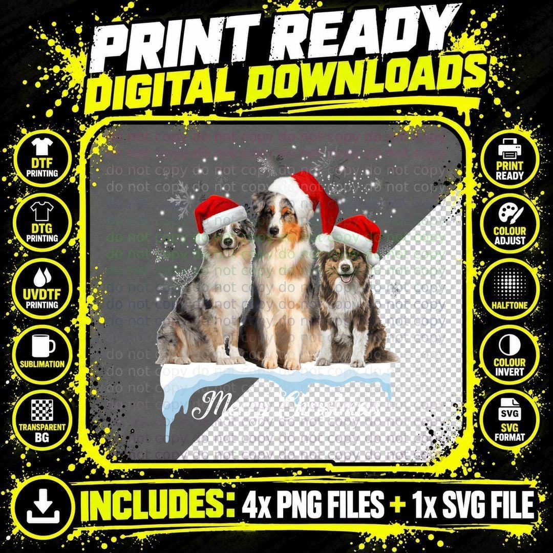 Christmas Santa Dog T-Shirt, Festive Pet Apparel Png SVG Digital Bundle