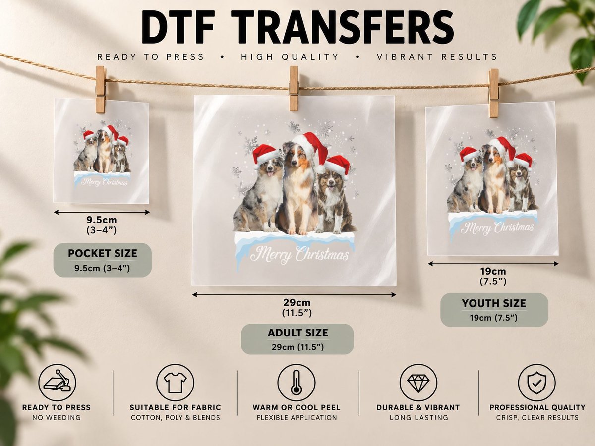 Christmas Santa Dog, Festive Pet, Pet Lover Gift DTF Transfer Iron On