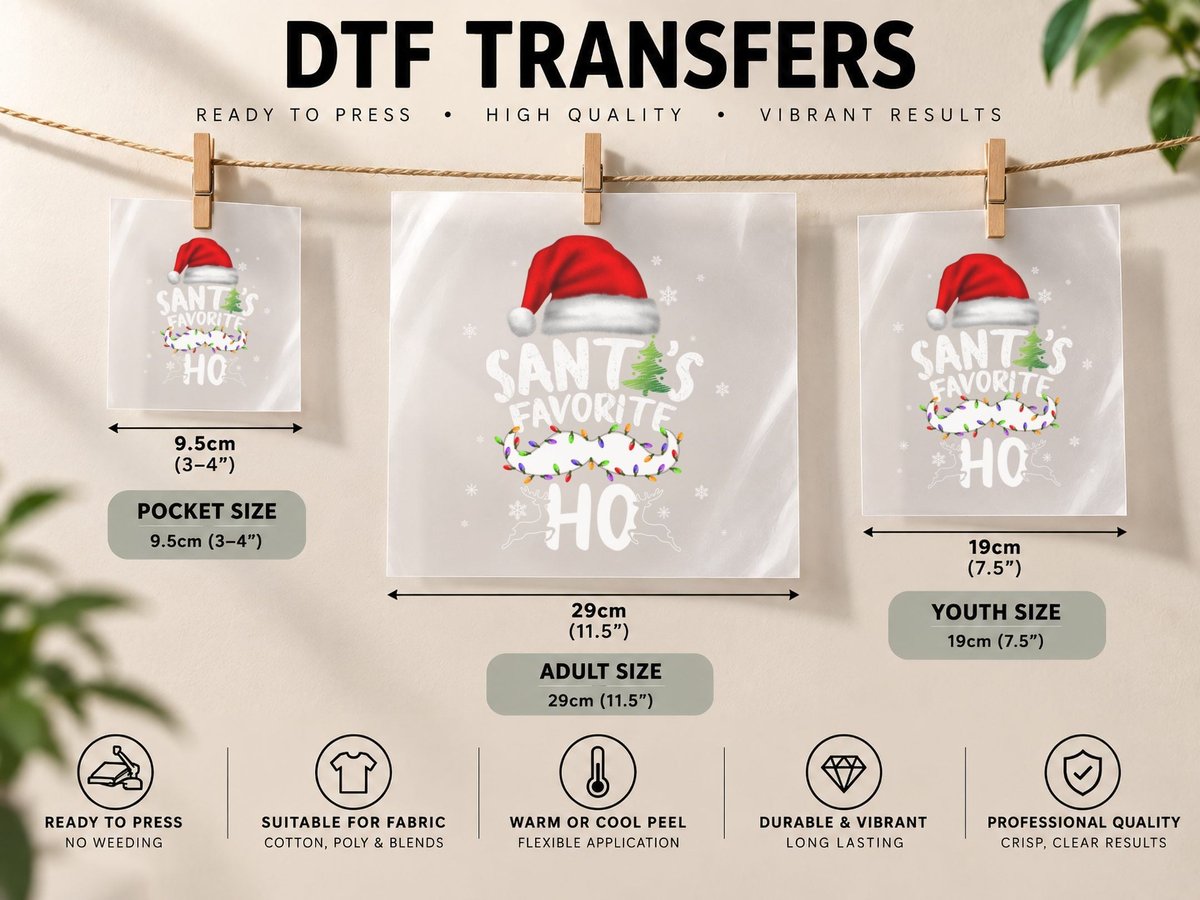Christmas Santa Hat, Festive Holiday Design, Holiday Vibes DTF Transfer Iron On