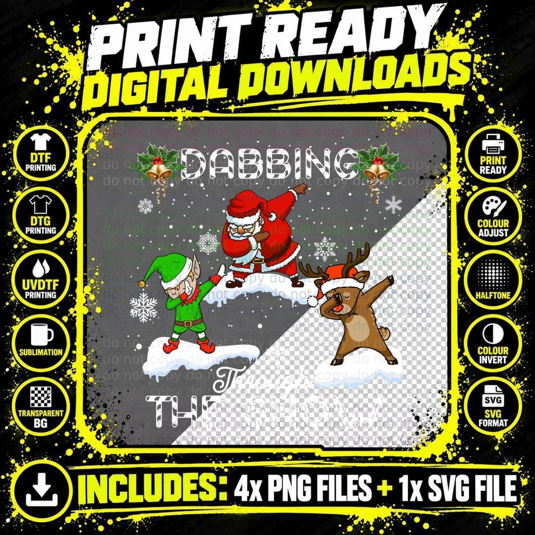 Christmas Santa and Reindeer T-Shirt Png SVG Digital Bundle