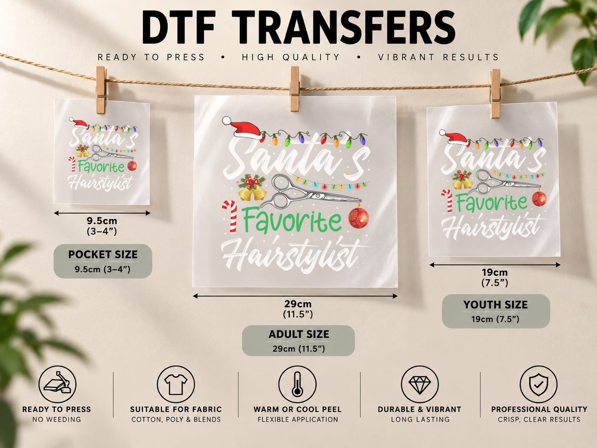 Christmas Scissors, Festive Holiday Design DTF Transfer Iron On