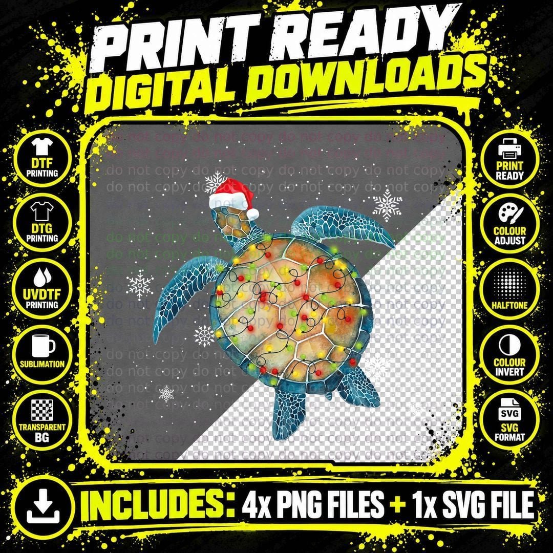 Christmas Sea Turtle T-Shirt, Festive Holiday Design Png SVG Digital Bundle
