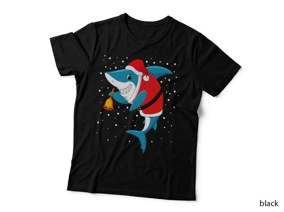 Christmas Shark T-Shirt, Festive Santa Costume, Holiday Fun Print
