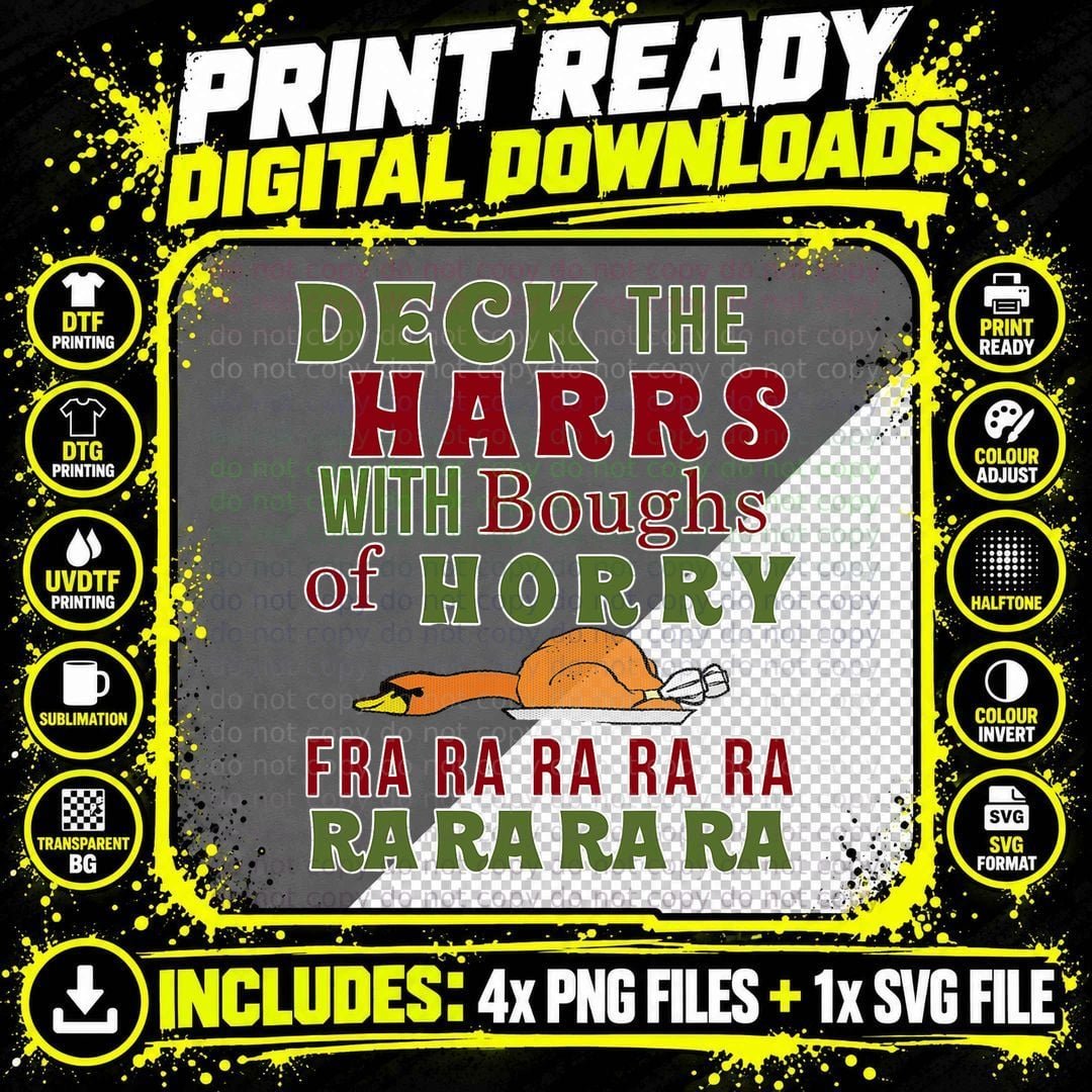 Christmas Shirt Deck the Harrs Fra Ra Ra Funny Turkey Png SVG Digital Bundle