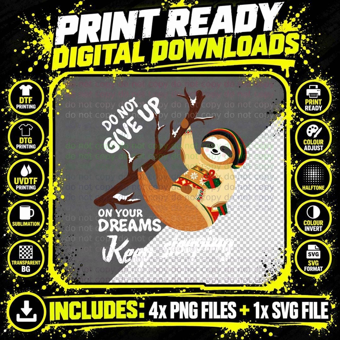 Christmas Sloth T-Shirt, Festive Holiday Design Png SVG Digital Bundle