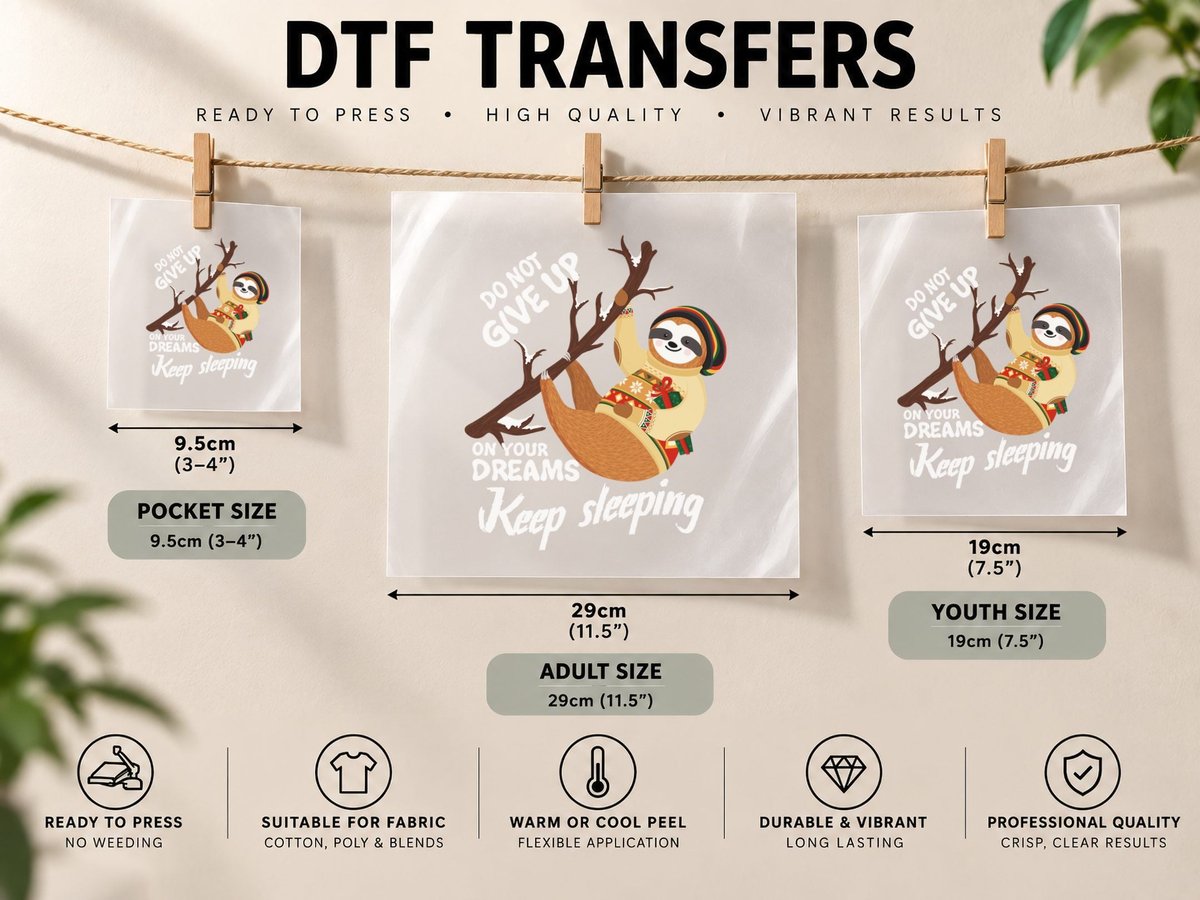 Christmas Sloth, Festive Holiday Design, Pet Lover DTF Transfer Iron On