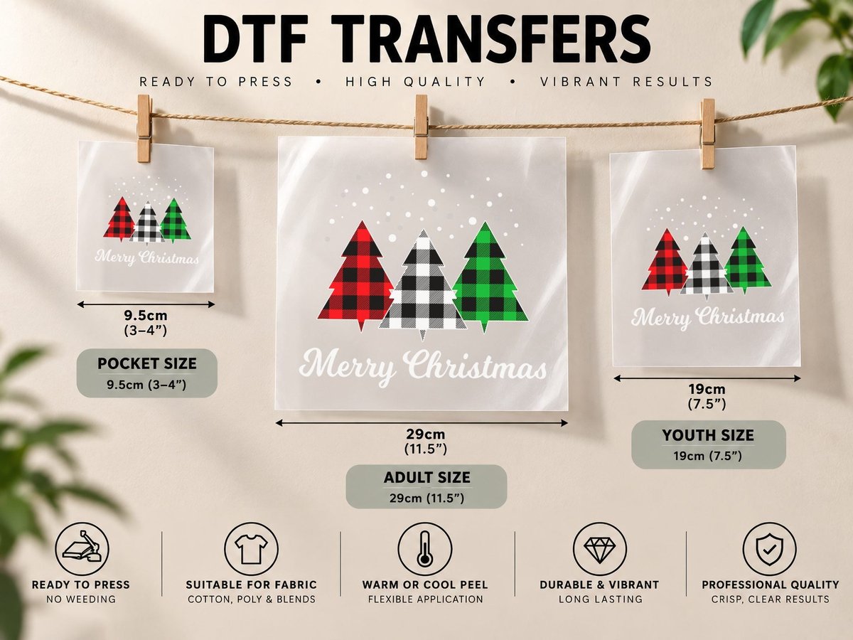 Christmas Tree Plaid Christmas Tree Merry Christmas Tree DTF Transfer Iron On