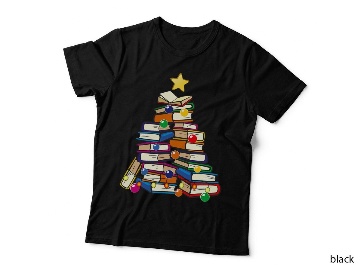 Christmas Tree Teachers Love Reading Books Librarian Nerds T-Shirt