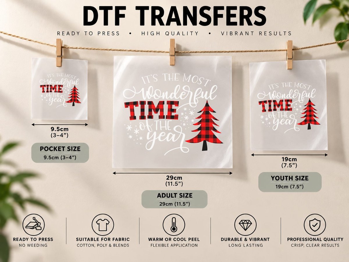Christmas Trees It's the Most Wonderful Time of the Year DTF Transfer Iron On