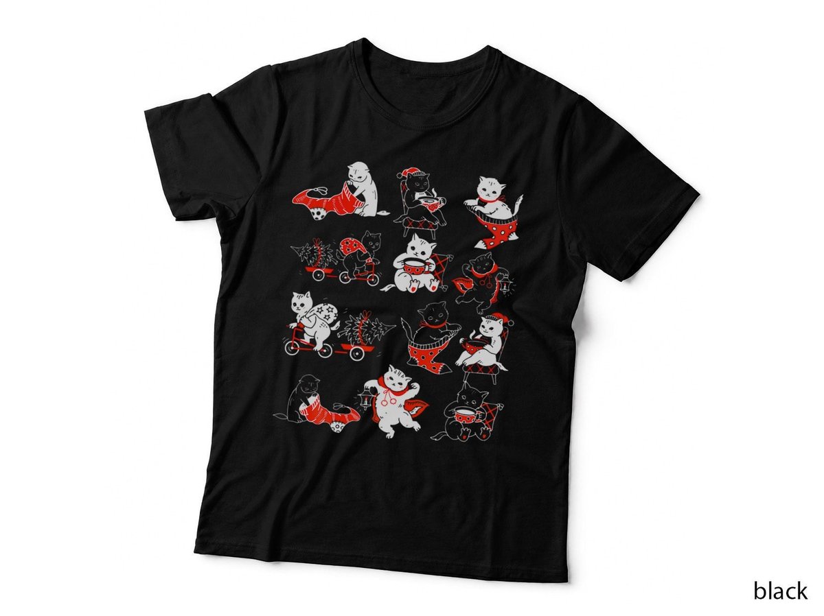 Christmas Vintage Kittens Cute Ugly Christmas Mom Cat Lover T-Shirt