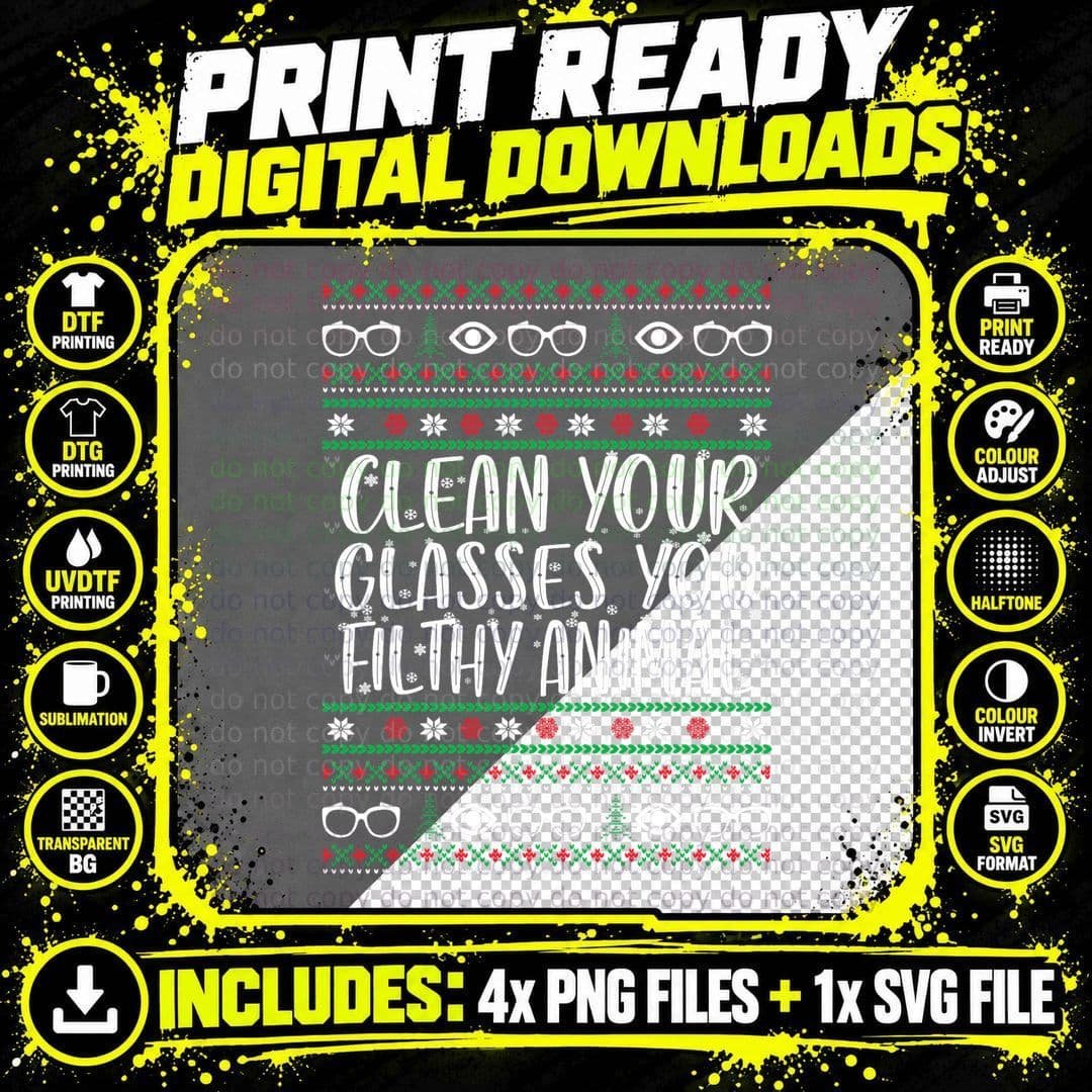 Clean Your Glasses You Animal Optometry Christmas Design Png SVG Digital Bundle