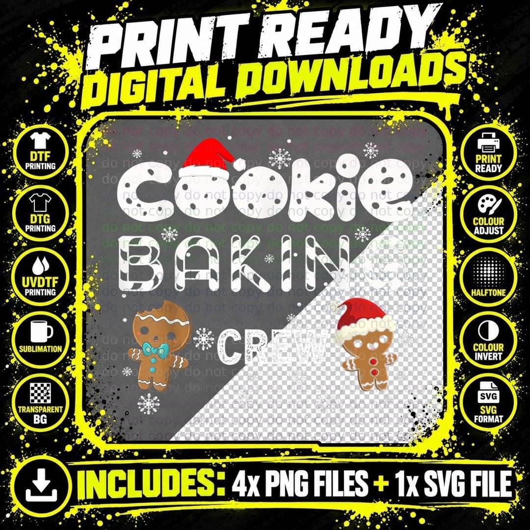 Cookie Baking Crew Gingerbread Christmas Costume Pajamas Png SVG Digital Bundle