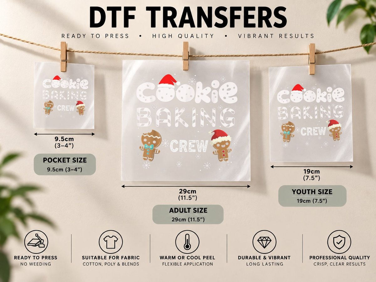 Cookie Baking Crew Gingerbread Christmas Costume Pajamas DTF Transfer Iron On