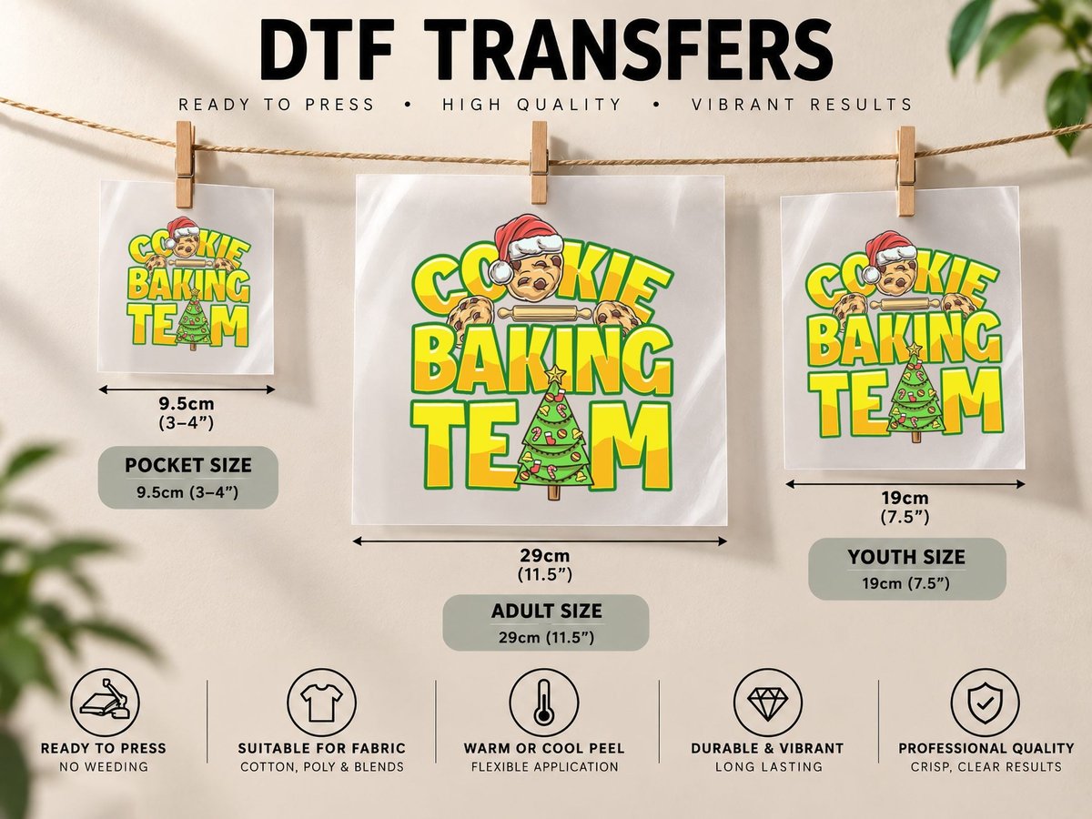 Cookie Baking Crew Christmas Cookie Baking Team DTF Transfer Iron On