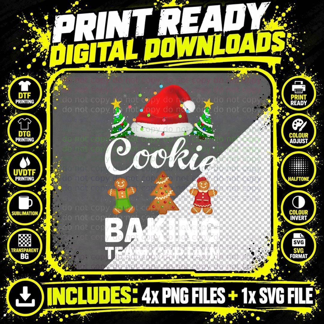 Cookie Baking Team Captain Christmas Family Gingerbread Png SVG Digital Bundle