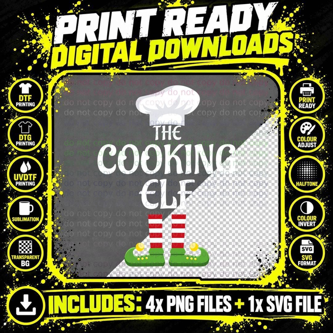 Cooking Elf Family Matching Group Christmas T-Shirt Png SVG Digital Bundle