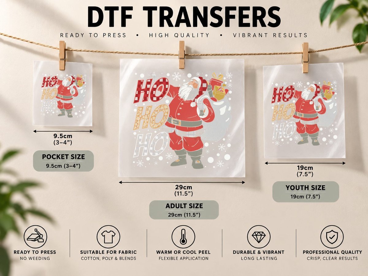 Cool Vintage Christmas Santa Claus Face Funny Snowman Elf DTF Transfer Iron On