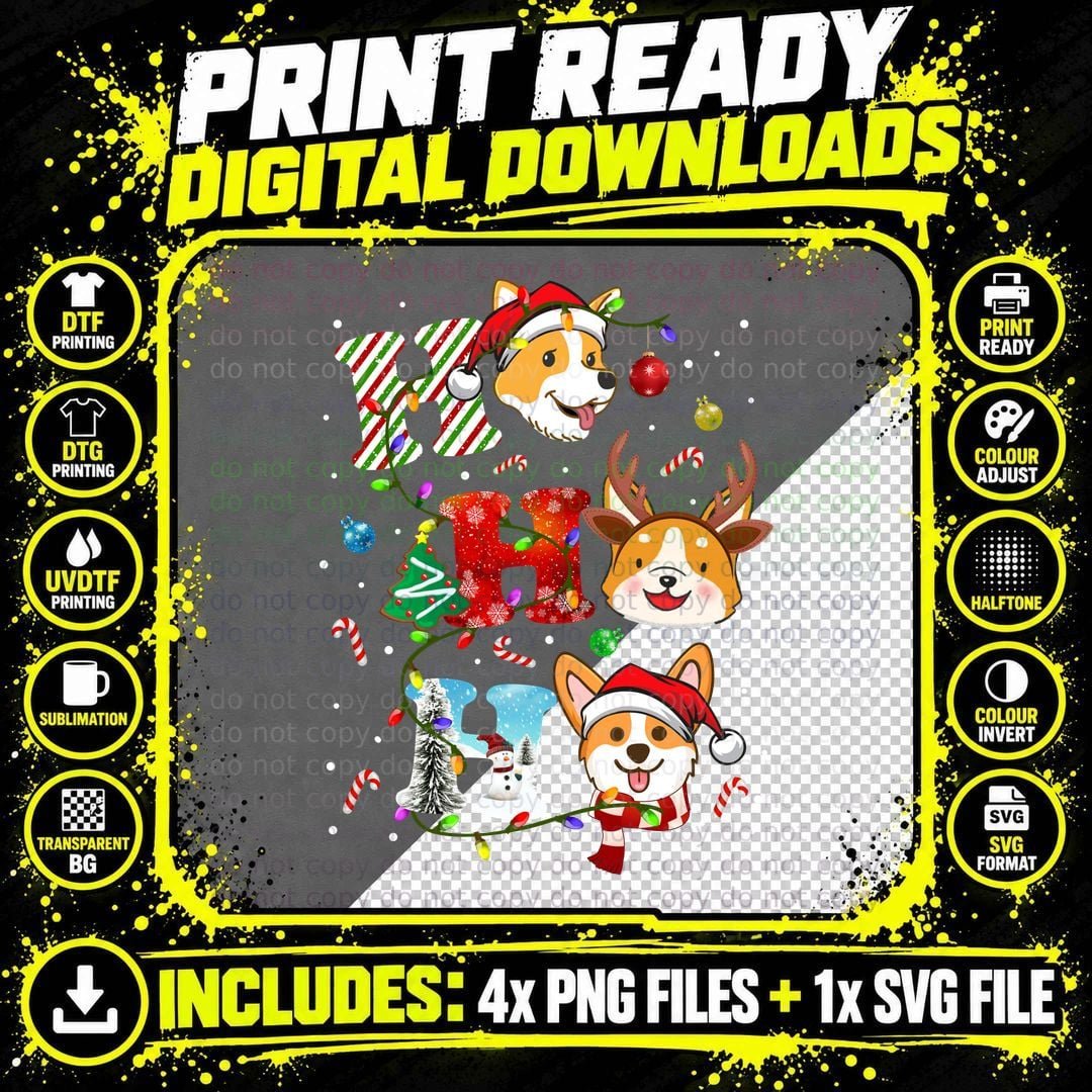 Corgi Christmas Hohoho T-Shirt, Festive Holiday Style Png SVG Digital Bundle