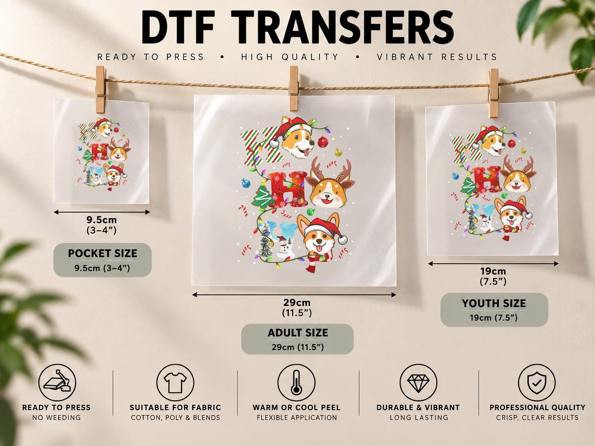 Corgi Christmas Hohoho, Festive Holiday Style, Pet Lover DTF Transfer Iron On