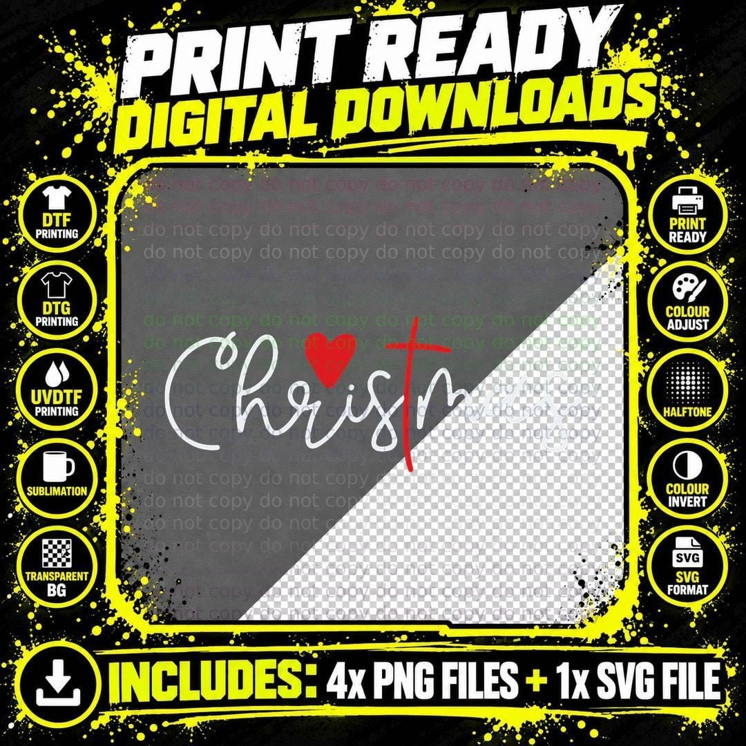 Cross Christmas Cute X-Mas Pajama Christian Jesus Faith Png SVG Digital Bundle