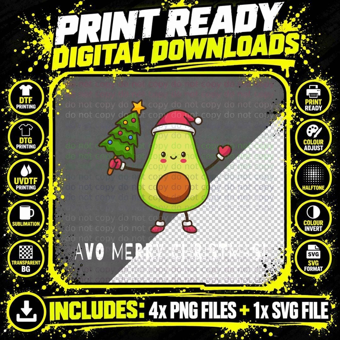 Cute Avo Merry Christmas Funny Ugly Sweater Pullover Png SVG Digital Bundle
