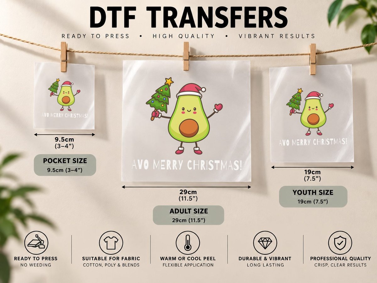 Cute Avo Merry Christmas Funny Ugly Pullover DTF Transfer Iron On