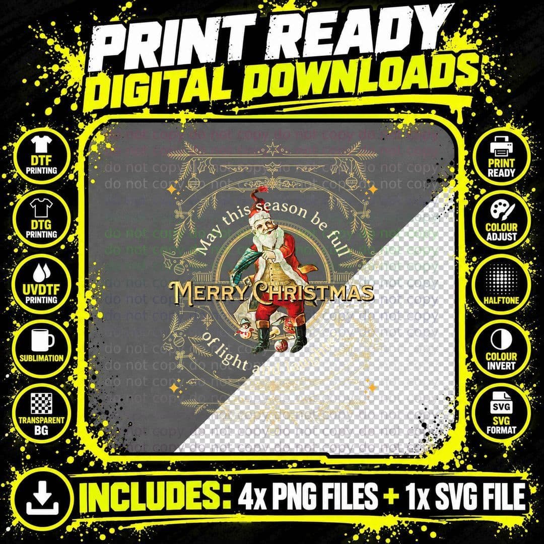 Cute Vintage Merry Christmas Holiday Family Design Png SVG Digital Bundle