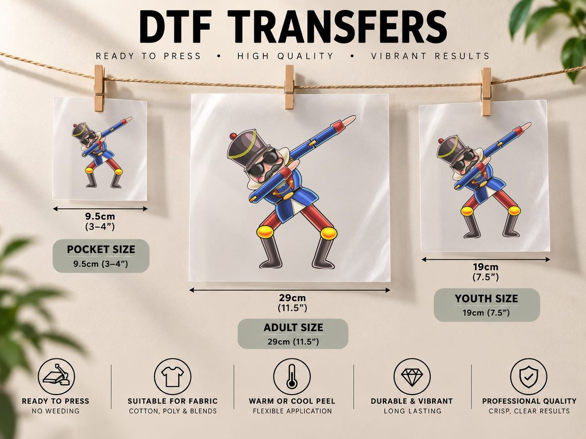 Dabbing Nutcracker Christmas Costume Nutcracker Gift Kids DTF Transfer Iron On