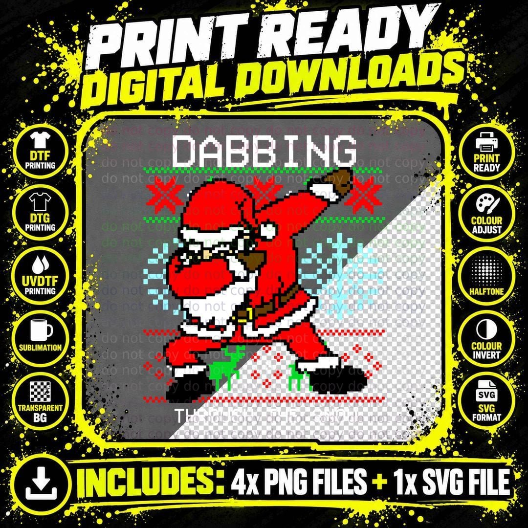 Dabbing Through the Snow Hoodie, Ugly Sweater Png SVG Digital Bundle