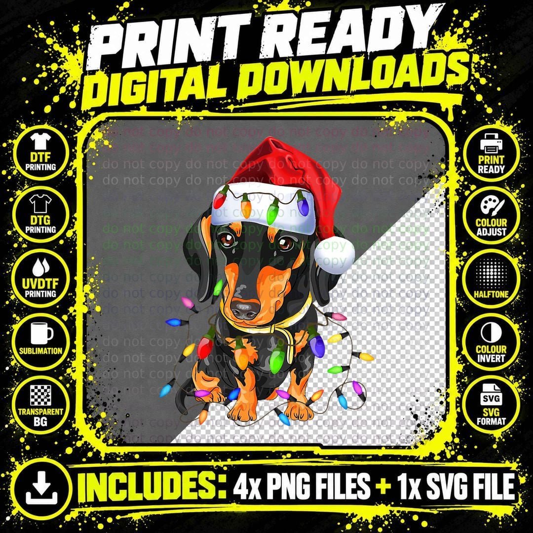 Dachshund Christmas Loves Led T-Shirt Gifts Cute Dog Png SVG Digital Bundle