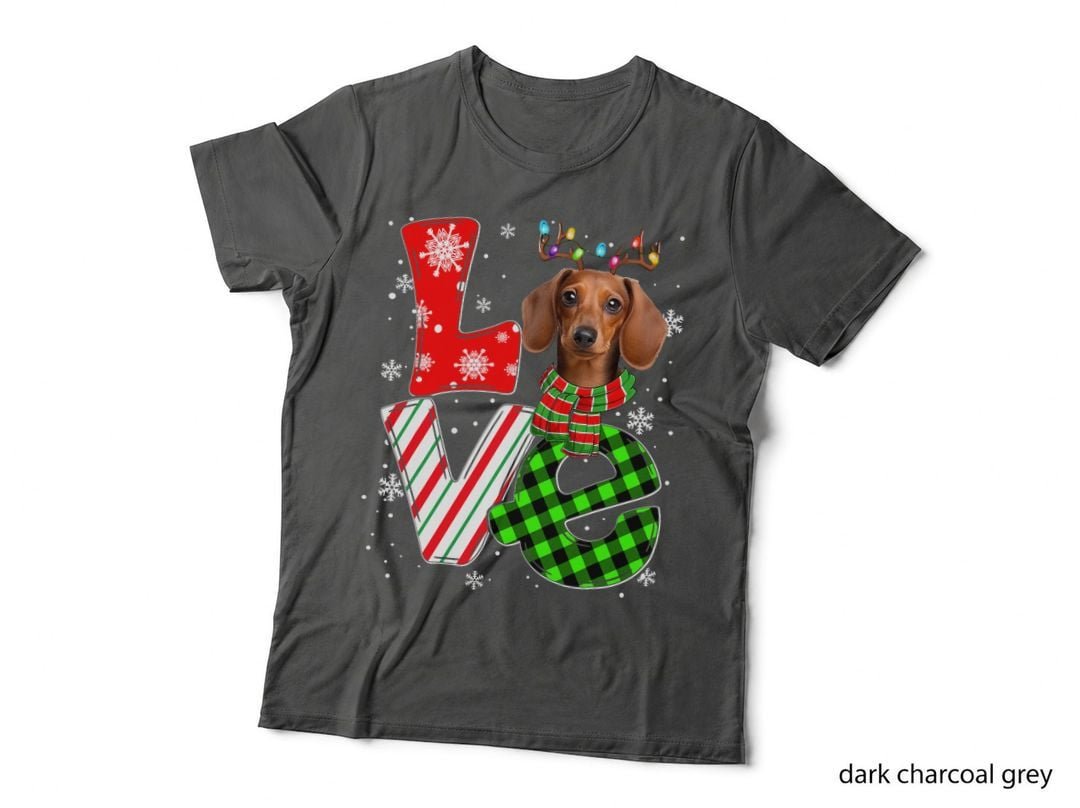 Dachshund Christmas Tree Lights Santa Dog Xmas T-Shirt