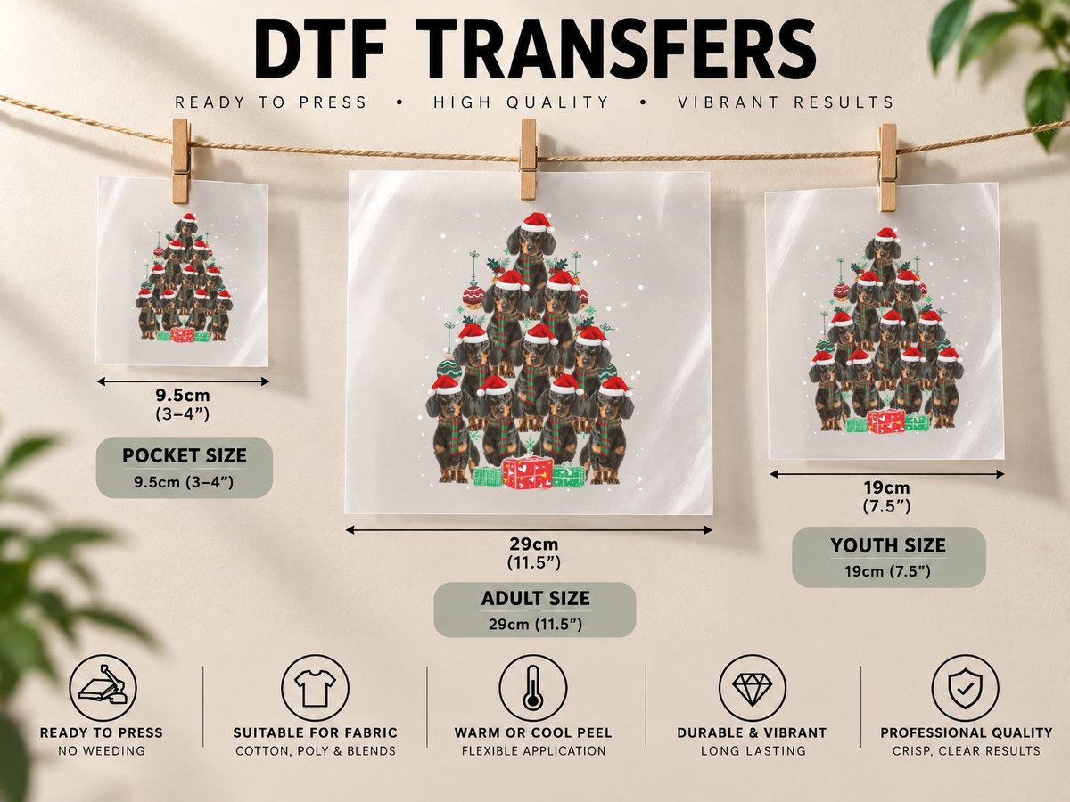 Dachshund Christmas Tree, Festive Holiday Design, Pet Lover DTF Transfer Iron On