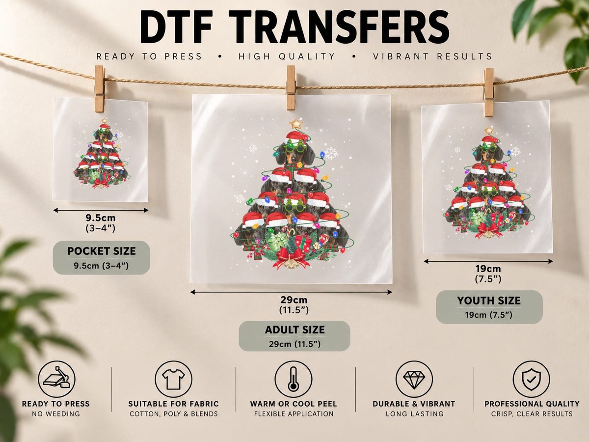 Dachshund Christmas Tree, Festive Pet Lover DTF Transfer Iron On